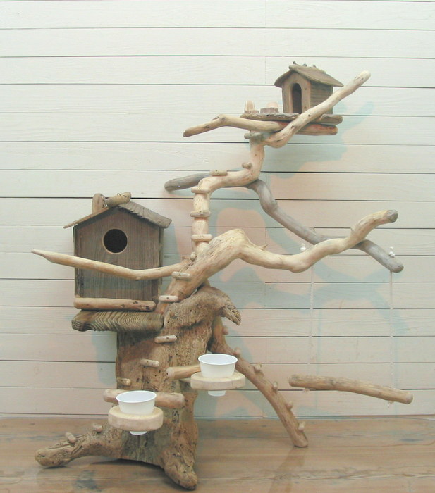 大型流木バードジム（ツリーハウスオブジェな止まり木スタンド） - 流木アートのレットイットビー