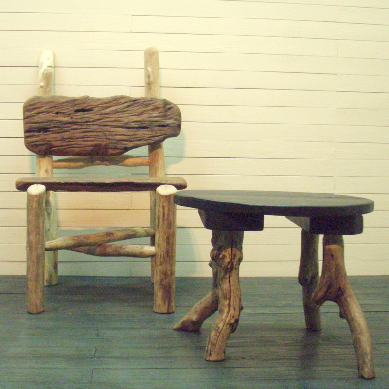 画像: 流木椅子・テーブル２点セット