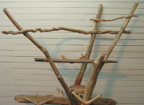 画像: 飾り棚付き多目的　　　　　　　流木ハンガースタンド