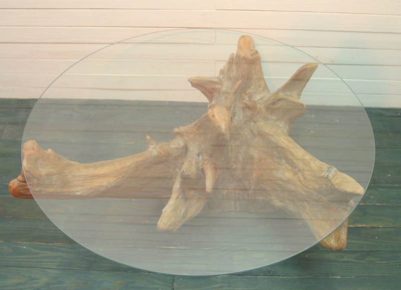 画像: 大型ガラステーブル用　　　流木切株