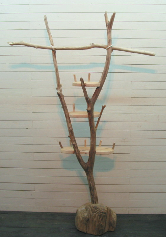 画像: 飾り棚付き多目的　　　　　　　流木ハンガースタンド　　　