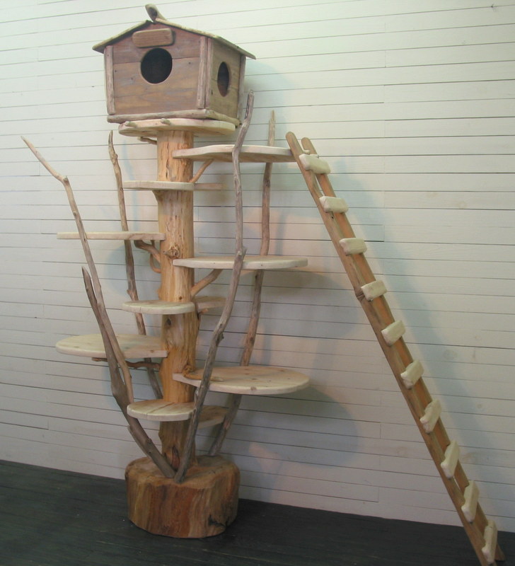 オリジナルツリーハウスな大型流木キャットタワー 流木アートのレットイットビー