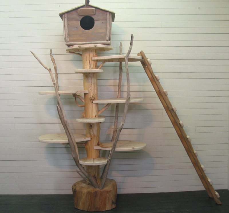 画像: オリジナルツリーハウスな大型流木キャットタワー