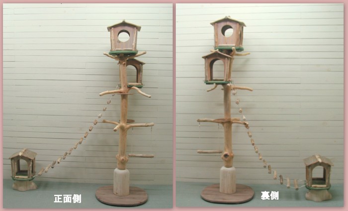 画像: オリジナル限定大型流木バードジムタワー（吊りハシゴサブタワー付き）