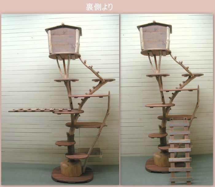 画像: 新作オリジナル大型流木キャットタワー（スカイウォーク兼用駆上りハシゴ付き）